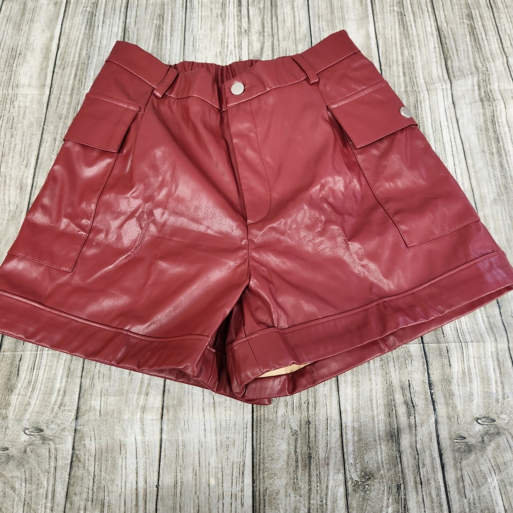 Faux leather womens medium shorts